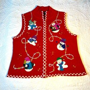 Studio Joy Christmas Sweater Vest Snowman Size P/L